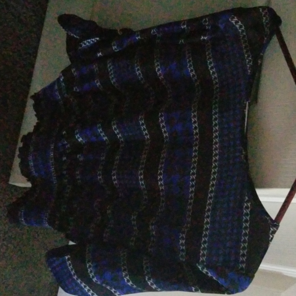 Silk royal blue and black top